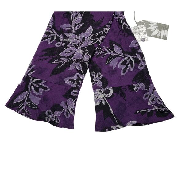 Habit Purple Floral Peplum Blouse M – BohoCore Romantic Ruffle Button Top - Picture 9 of 12